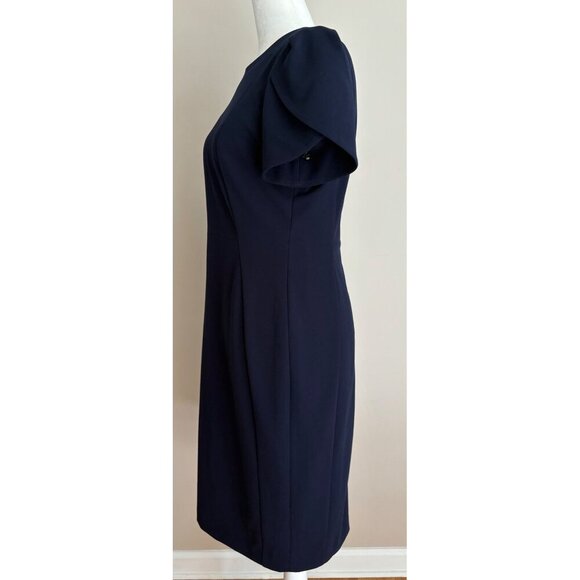 Calvin Klein NWT Tulip Sheath Knee Length Career Cocktail Dress Navy Blue Size 6 - Picture 6 of 15